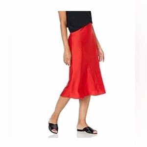 Chic Red Midi Slip Skirt